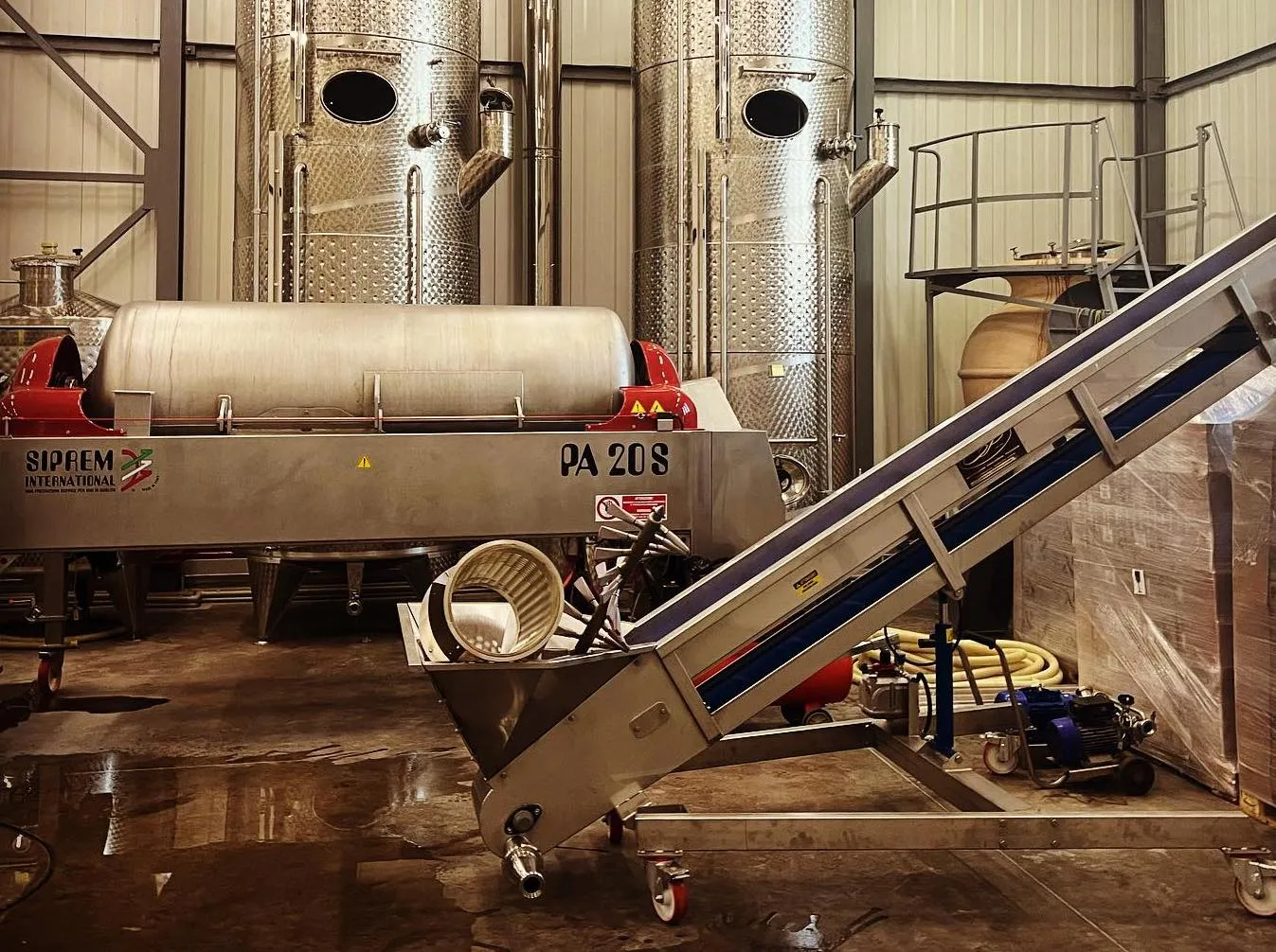 Modern winemaking equipment at Beykush Winery.