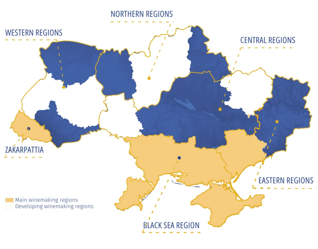 Map of Ukrainian wine regions provided by "Wines of Ukraine" 🗺.